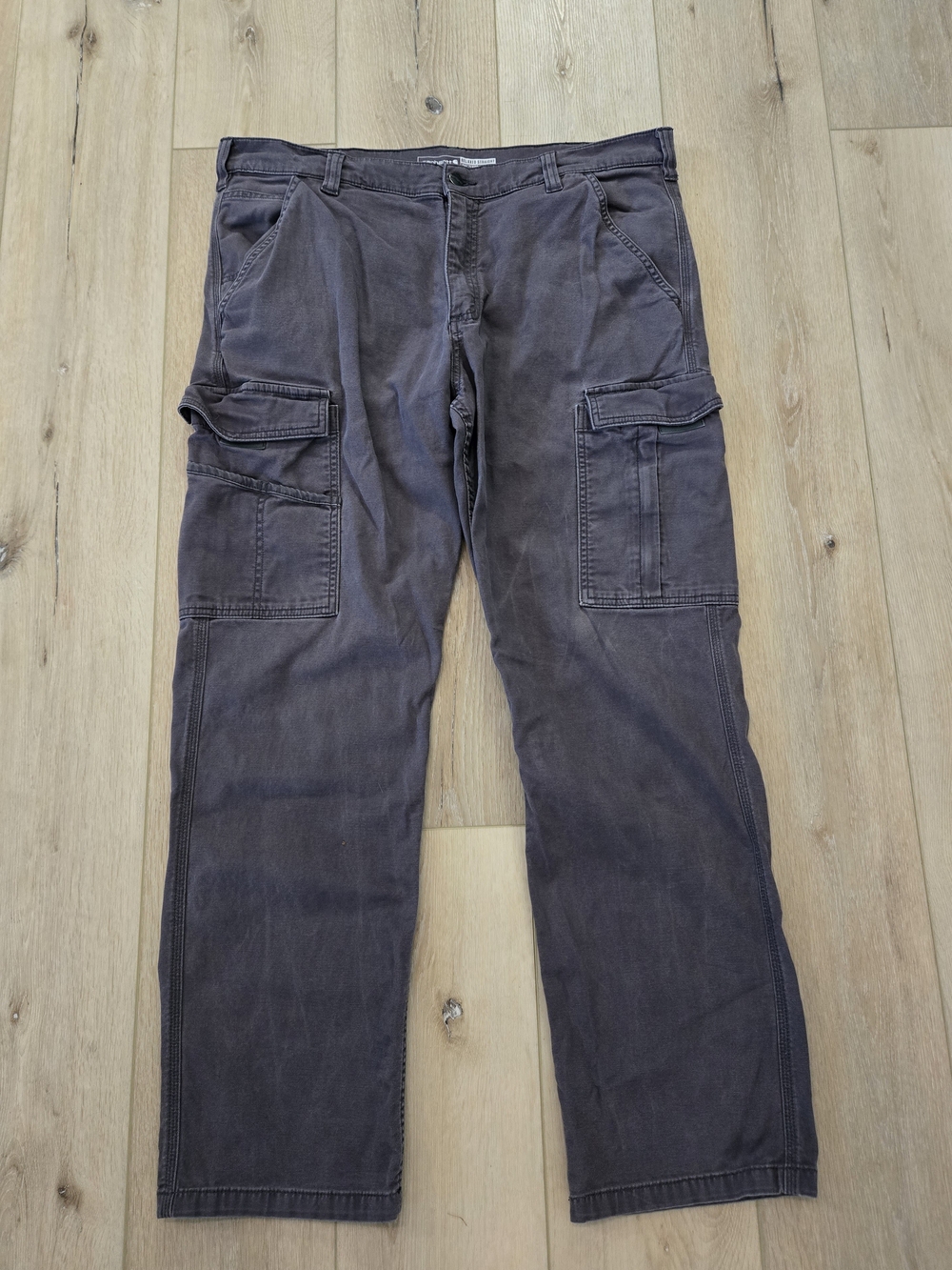 Carhartt Men's Relaxed Straight Gray Canvas Cargo Pants Size 38 x 32
